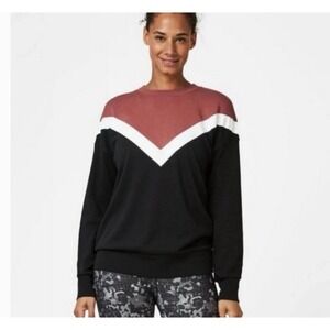 Sweaty Betty Womens Sweatshirt Colorblock Drop Shoulder Rust Black Comfort Small